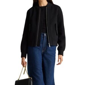 Quince NWT Double Faced Merino Wool Bomber Jacket Black Size XS